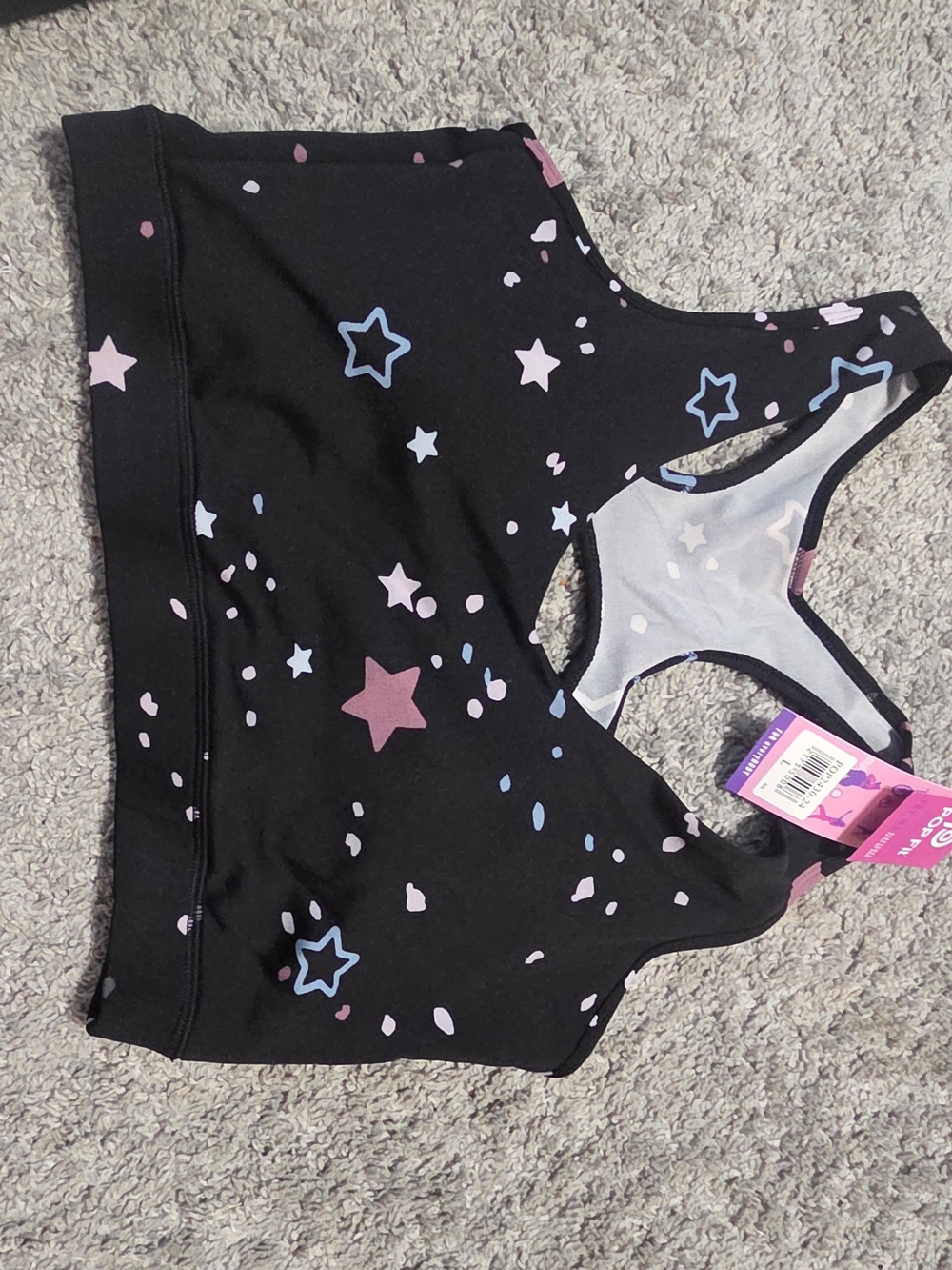 POP Fit Black Sports Bra with Pink Accent Size Large